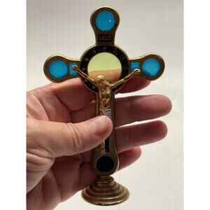 Blue Stained Glass Standing Cross Crucifix Jesus from Westminster Abbey Shop